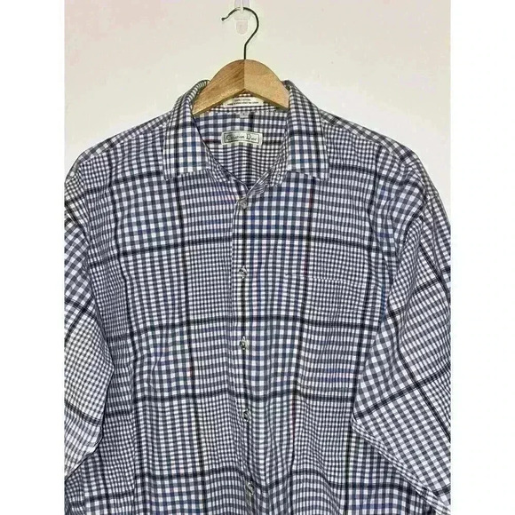 Christian Dior Plaid Dress Shirt Button Down Blue White Collared Shirt Size L - Picture 2 of 9
